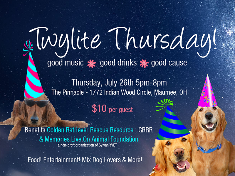 Twylite Thursday fundraising event for Golden Retriever Rescue Resouce in Toledo Ohio, serving Ohio, Michigan and Indiana.